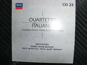 ベートーヴェン：弦楽四重奏曲第8番，第11番セリオーソ　イタリア四重奏団