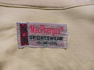 ビンテージ 50年代 50s Mac Phergus シャツ vintage shirt ハンドステッチ 身幅56