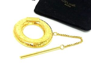 1円 ■美品■ CELINE セリーヌ ヴィンテージ サークル金具 スカーフリング スカーフ留め アクセサリー レディースゴールド系 FF3934