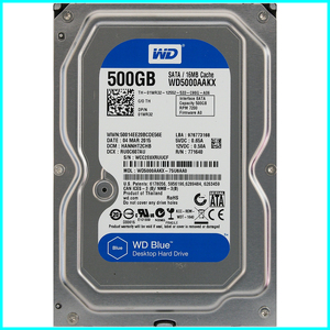 Western Digital WD5000AAKX-75U6AA0 DP/N 01WR32 3.5インチ SATA600 500GB 1087回 9556時間