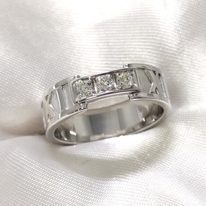 【中古】Tiffany＆Co. アトラス リング 750WG K18WG ホワイトゴールド ダイヤモンド 約4.5g