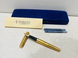 M6590　1円～ PARKER パーカー 万年筆 ペン先 14K 筆記用具 ペン ゴールド インク付き 