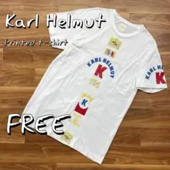 Karl Helmutカールヘルム 日本製 ビッグロゴプリントコットンTシャツ白