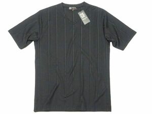 ★新品♪MK ミッシェルクランオム★Vネックシャツ48/黒MICHEL KLEIN HOMMEメンズ半袖シャツカットソーTシャツブラック