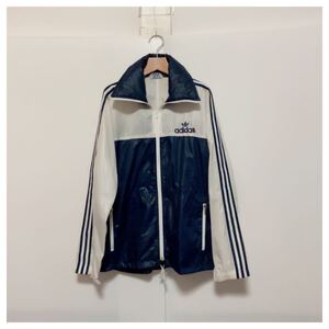 ☆ 80sヴィンテージ◆adidas アディダス トレフォイル ナイロン ジャケット M/デサント/ブルゾン/オールドウインドブレーカー