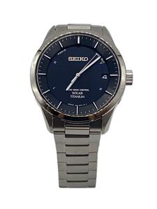 SEIKO◆ソーラー腕時計/アナログ/チタン/BLK/SLV/チタン/7B24-0BB0