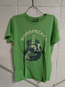 ウッドストックモチーフ　woodpeckerTシャツ　緑Tシャツ　M　Tシャツ　