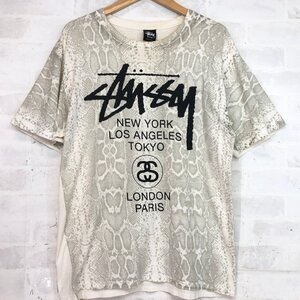 STUSSY ステューシー メキシコ製 ワールドツアー パイソン柄 半袖Tシャツ SIZE: M ホワイト MU632024071709