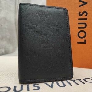 極美品/現行●LOUIS VUITTON ルイヴィトン メンズ モノグラム シャドウ カードケース オーガナイザー ドゥ ポッシュ 名刺 レザー黒ブラック