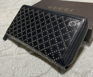 正規品／鑑定済みGUCCI／ディアマンテスタッズラウンドファスナー