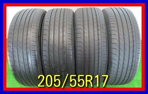 ■中古タイヤ■　205/55R17 91V YOKOHAMA BluEarth-RV03 ストリーム ステップワゴン ヴォクシー等 ジャンク 激安 夏タイヤ 送料無料 B670