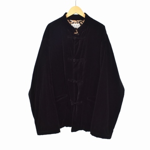 ワコマリア WACKO MARIA 天国東京 23SS VELVET KUNG-FU JACKET ベルベット カンフー ジャケット L 黒 ブラック 23SSE-WMO-BL01 メンズ