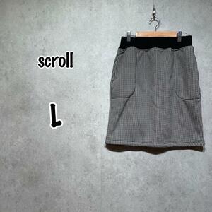 scroll（L）タイトミニスカート＊千鳥格子＊裏ボア＊ポケット＊綿混＊デイリー