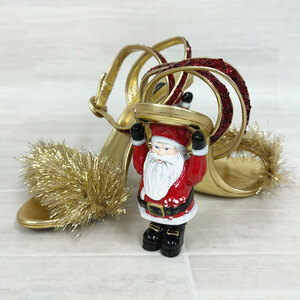 【HM Y-2】中古　DOLCE&GABBANA ドルガバ　ladies sandals christmas santa　サンダル　クリスマス サンタ　ゴールド　イタリア製　38