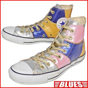 即決★CONVERSE★25.5cm エナメル ハイカットスニーカー コンバース メンズ 7 尾張七宝 8ホールシューズ オールスター パッチワーク