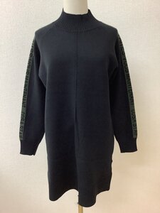 レスピーギ 黒ニットチュニック ロゴ入り深緑のライン サイズ40