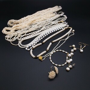 本真珠　アクセサリー 340g 淡水パール パール SILVER ネックレス イヤリング 真珠 大量　まとめて　ピアス