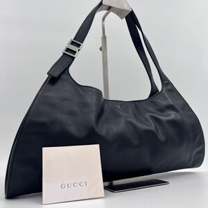 1円【極美品】GUCCI グッチ ワンショルダーバッグ ハンドバッグ トートバッグ 肩掛け オールレザー 本革 黒 ブラック 通勤 通学 金具