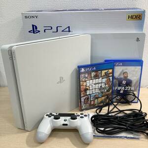 通電OK / PlayStation4 500GB CUH-2200AB02 グレイシャー・ホワイト トップカバー グラセフ5 FIFA23 ソフト2本 セット