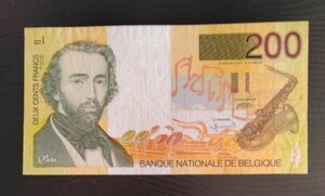 ☆サックスの発明者　アドルフ・サックスの紙幣　200フラン　ベルギー　.