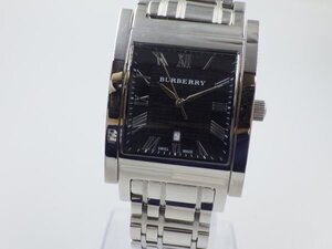 334799【1円スタート】BURBERRY バーバリー 稼動品 BU1555 チェック スクエアデイト メンズ 時計 クオーツ ケース33mm