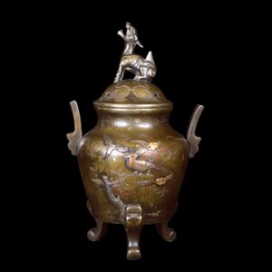 【万葉堂】清時代 古銅製 三足香炉 双耳 銅器 置物 古玩 中国美術 骨董品 　HZ - 0016