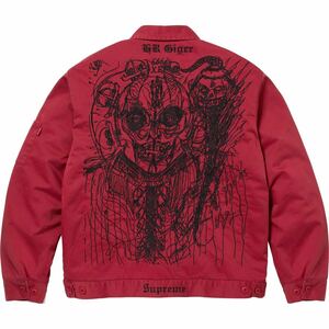 試着のみ　23FW Supreme H.R. Giger Embroidered Work Jacket Lサイズ　レッド　H.R. ギーガー ワーク ジャケット　ノース