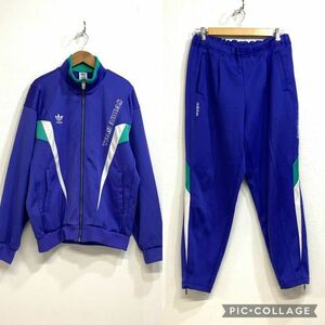 90‘s adidas アディダス ジャージ 上下 セットアップ トレフォイル刺繍 希少なteam adidas メンズ Oサイズ ブルー グリーン ホワイト