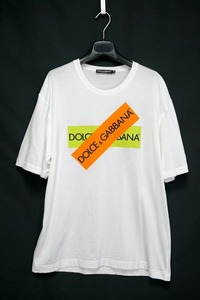 DOLCE&GABBANA ドルチェアンドガッバーナ テープロゴ プリント Tシャツ ホワイト 48サイズ G8HS4T/G7QZI