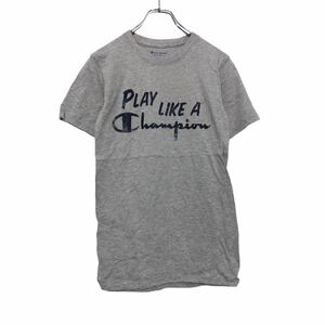 champion 半袖 プリントTシャツ XS ライトグレー ブラック チャンピオン PLAY LIKE A champion ロゴ 古着卸 アメリカ仕入 a508-5472