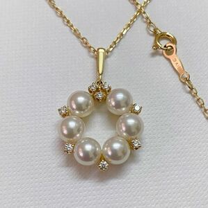 御木本　ミキモト MIKIMOTO K18 ダイヤモンド　ベビーパール　ペンダント　ネックレス 現行品