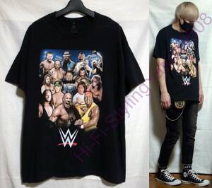 WWE WWF プロレス オールスター 勢揃い 激レア Tシャツ L 黒 オフィシャル 正規品 美品 ハルクホーガン njpw 新日本