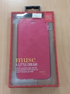 3【長031208-87(2)】新品 iPhone 6 uniq muse Fuchsia Flash 手帳型ケース ピンク スタンド機能＆カード収納ポケット付き