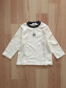 ★Tous les calecons フリース 長袖Tシャツ 95㎝★ロンT カットソー★パンダ★キッズ 子供服 男の子 女の子★ベージュ アイボリー★