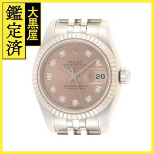 D番　ROLEX　ロレックス　デイトジャスト　179174Ｇ　ＷＧベゼル/ステンレス　10Ｐダイヤ　女性用自動巻時計【473】