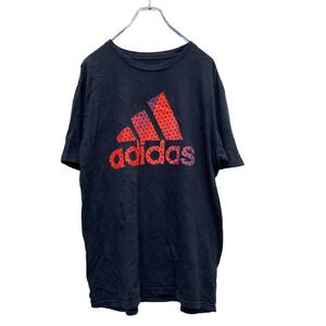 adidas 半袖 プリントTシャツ Lサイズ アディダス スポーツ ロゴ 黒 ブラック 古着卸 アメリカ仕入 a506-7028