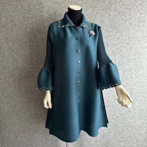 ◆新品◆*着心地抜群*パールビジュー*プリーツワンピース*Blue/Green*羽織/コートにも＊フォーマル*結婚式＊