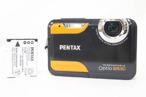 【返品保証】 ペンタックス Pentax Optio WS80 ブラック5x バッテリー付き コンパクトデジタルカメラ v8677