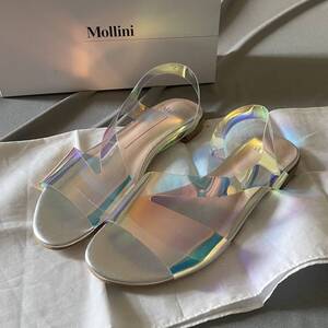 未使用 Mollini サンダル モリーニ　オーロラ　レインボー