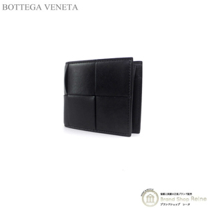 ボッテガ ヴェネタ （BOTTEGA VENETA） マキシイントレ カセット コンパクト 二つ折り 財布 649605 ブラック メンズ （美品）中古