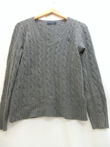 POLO RALPH LAUREN ポロ ラルフローレン ケーブルニット Knit S 160/84A グレー 毛90% カシミヤ10% 211508656035 Made in China