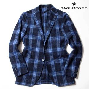 ★美品★定価13万★TAGLIATORE タリアトーレ 秋冬チェックジャケット ネイビーxブルー 44　シルク混 イタリア製 BEAMS