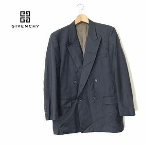 1K1597-D◆old◆ Givenchy ジバンシィ テーラードジャケット ダブル 背抜き ◆ size175 グレー系 ウール100 古着