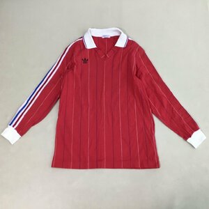 ■adidas アディダス ゲームシャツ 80’ｓ トップス 長袖シャツ デサント スポーツ 16 メンズ サイズ Ｌ レッド /0.26kg■