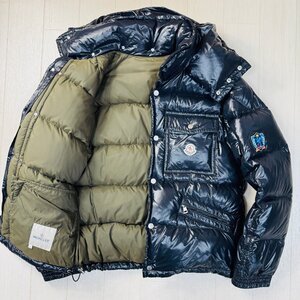 美品/2 M-L相当★モンクレール/MONCLER K2 胸袖ワッペン ダウンジャケット フーデット 肉厚極暖 ツートンカラー アウター メンズ 黒