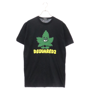 DSQUARED2 ディースクエアード MAPLE LEAF メープルリーフ 半袖Tシャツカットソー ブラック S71GD1279 S23009