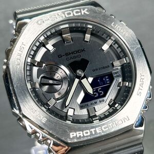 超美品 CASIO カシオ G-SHOCK ジーショック GM-2100-1A 腕時計 アナデジ クオーツ 多機能 カレンダー シルバー メタルケース 動作確認済