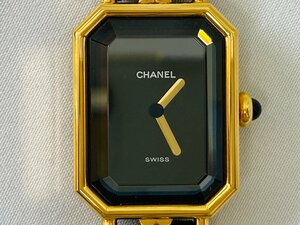 ★CHANELシャネル 腕時計 プレミエール Lサイズ ゴールド×ブラック 文字盤ブラック レディースウォッチ クォーツ 稼働品★