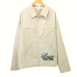 ルイヴィトン LOUIS VUITTON 美品 22SS ロゴ刺繍 ジャケット ブルゾン 長袖 48 ベージュ ■GY24 メンズ