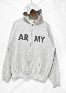 @美品 米軍実物 SOFFE SWEATS ソフィー スウェット US.ARMY ジップフード SF60 アメリカ古着 杢グレートレーニング XL ビックサイズ